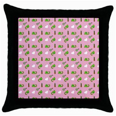 Green Elephant Pattern Pink Throw Pillow Case (black) by snowwhitegirl