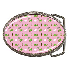 Green Elephant Pattern Pink Belt Buckles by snowwhitegirl