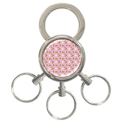 Green Elephant Pattern Pink 3-ring Key Chain by snowwhitegirl