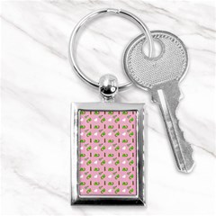 Green Elephant Pattern Pink Key Chain (rectangle) by snowwhitegirl