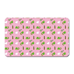 Green Elephant Pattern Pink Magnet (rectangular) by snowwhitegirl