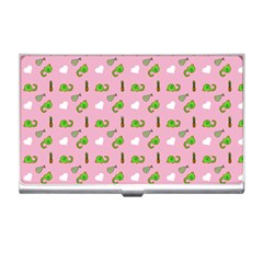 Green Elephant Pattern Pink Business Card Holder by snowwhitegirl