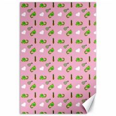 Green Elephant Pattern Pink Canvas 12  X 18  by snowwhitegirl