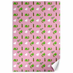 Green Elephant Pattern Pink Canvas 24  X 36  by snowwhitegirl