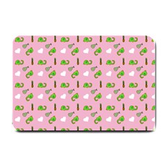 Green Elephant Pattern Pink Small Doormat  by snowwhitegirl