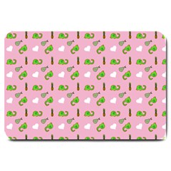 Green Elephant Pattern Pink Large Doormat  by snowwhitegirl