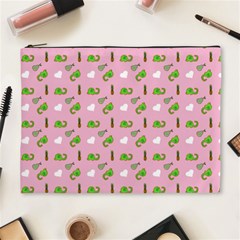 Green Elephant Pattern Pink Cosmetic Bag (xl) by snowwhitegirl