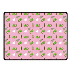 Green Elephant Pattern Pink Fleece Blanket (small) by snowwhitegirl