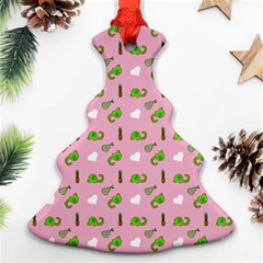 Green Elephant Pattern Pink Christmas Tree Ornament (two Sides) by snowwhitegirl