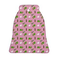 Green Elephant Pattern Pink Bell Ornament (two Sides)