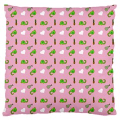 Green Elephant Pattern Pink Large Cushion Case (two Sides) by snowwhitegirl