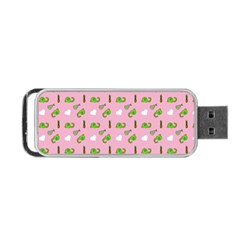 Green Elephant Pattern Pink Portable Usb Flash (one Side) by snowwhitegirl