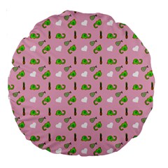 Green Elephant Pattern Pink Large 18  Premium Round Cushions by snowwhitegirl