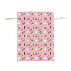 Green Elephant Pattern Pink Lightweight Drawstring Pouch (l) by snowwhitegirl