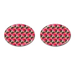 Doily Rose Pattern Watermelon Pink Cufflinks (oval) by snowwhitegirl