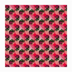 Doily Rose Pattern Watermelon Pink Medium Glasses Cloth (2 Sides) by snowwhitegirl