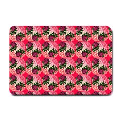 Doily Rose Pattern Watermelon Pink Small Doormat  by snowwhitegirl