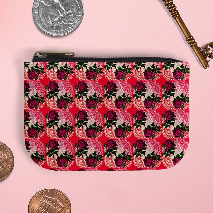 Doily Rose Pattern Watermelon Pink Mini Coin Purse