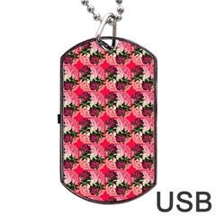 Doily Rose Pattern Watermelon Pink Dog Tag Usb Flash (two Sides) by snowwhitegirl