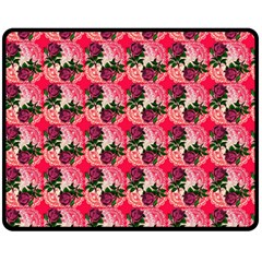 Doily Rose Pattern Watermelon Pink Double Sided Fleece Blanket (medium)  by snowwhitegirl