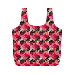 Doily Rose Pattern Watermelon Pink Full Print Recycle Bag (m) by snowwhitegirl