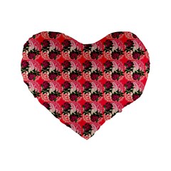 Doily Rose Pattern Watermelon Pink Standard 16  Premium Flano Heart Shape Cushions by snowwhitegirl