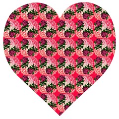 Doily Rose Pattern Watermelon Pink Wooden Puzzle Heart by snowwhitegirl