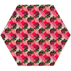 Doily Rose Pattern Watermelon Pink Wooden Puzzle Hexagon by snowwhitegirl