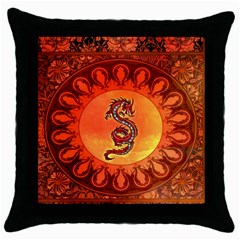 Wonderful Chinese Dragon Throw Pillow Case (black) by FantasyWorld7