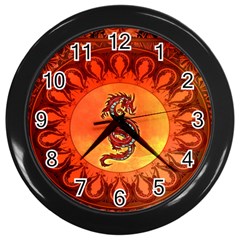 Wonderful Chinese Dragon Wall Clock (black) by FantasyWorld7