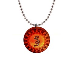 Wonderful Chinese Dragon 1  Button Necklace by FantasyWorld7