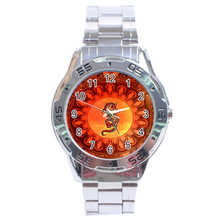 Wonderful Chinese Dragon Stainless Steel Analogue Watch