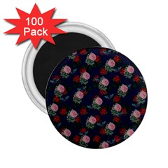 Dark Floral Butterfly Blue 2.25  Magnets (100 pack) 