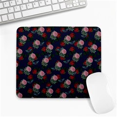 Dark Floral Butterfly Blue Large Mousepads