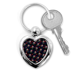 Dark Floral Butterfly Blue Key Chain (Heart)