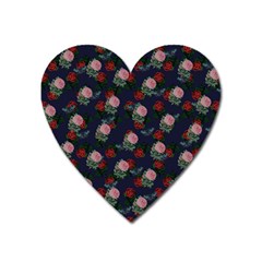 Dark Floral Butterfly Blue Heart Magnet