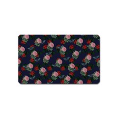 Dark Floral Butterfly Blue Magnet (Name Card)