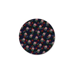 Dark Floral Butterfly Blue Golf Ball Marker