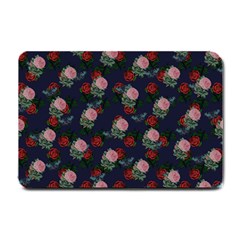 Dark Floral Butterfly Blue Small Doormat 