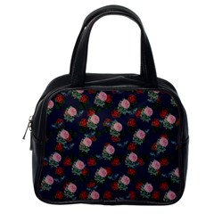 Dark Floral Butterfly Blue Classic Handbag (One Side)