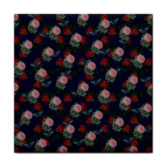 Dark Floral Butterfly Blue Face Towel