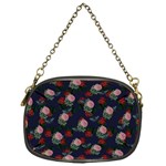 Dark Floral Butterfly Blue Chain Purse (One Side) Front