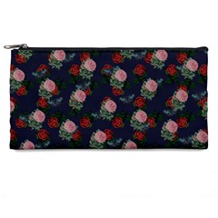 Dark Floral Butterfly Blue Pencil Cases by snowwhitegirl