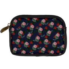 Dark Floral Butterfly Blue Digital Camera Leather Case