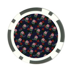 Dark Floral Butterfly Blue Poker Chip Card Guard (10 pack)