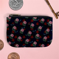 Dark Floral Butterfly Blue Mini Coin Purse by snowwhitegirl