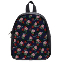 Dark Floral Butterfly Blue School Bag (small) by snowwhitegirl