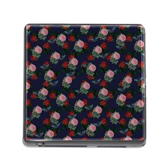 Dark Floral Butterfly Blue Memory Card Reader (Square 5 Slot)