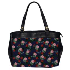 Dark Floral Butterfly Blue Oversize Office Handbag (2 Sides)