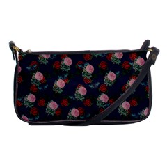 Dark Floral Butterfly Blue Shoulder Clutch Bag